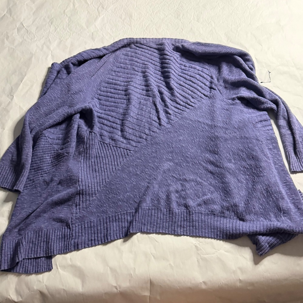 Eileen Fisher VTG Linen Cardigan Sweater Periwinkle Blue‎ Open Front Old Money S